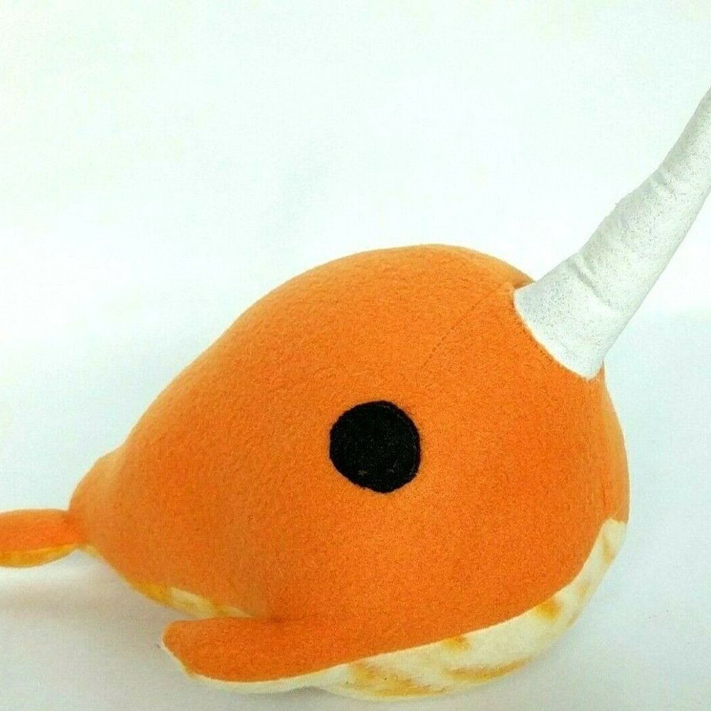 Narwhal Whale Plush 13.5 Inch Tie Dye Orange